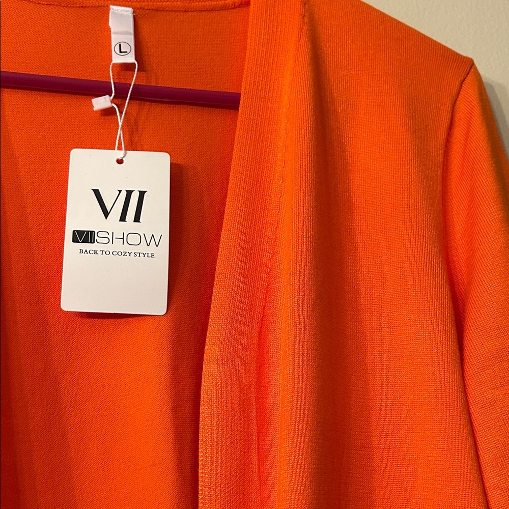 Bright Orange Cardigan with Pockets - Picture 4 of 7